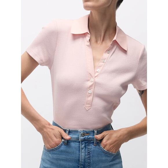 VERONICA BEARD Kearney Button Down Tee in Pink Clay Size Small - Picture 1 of 8